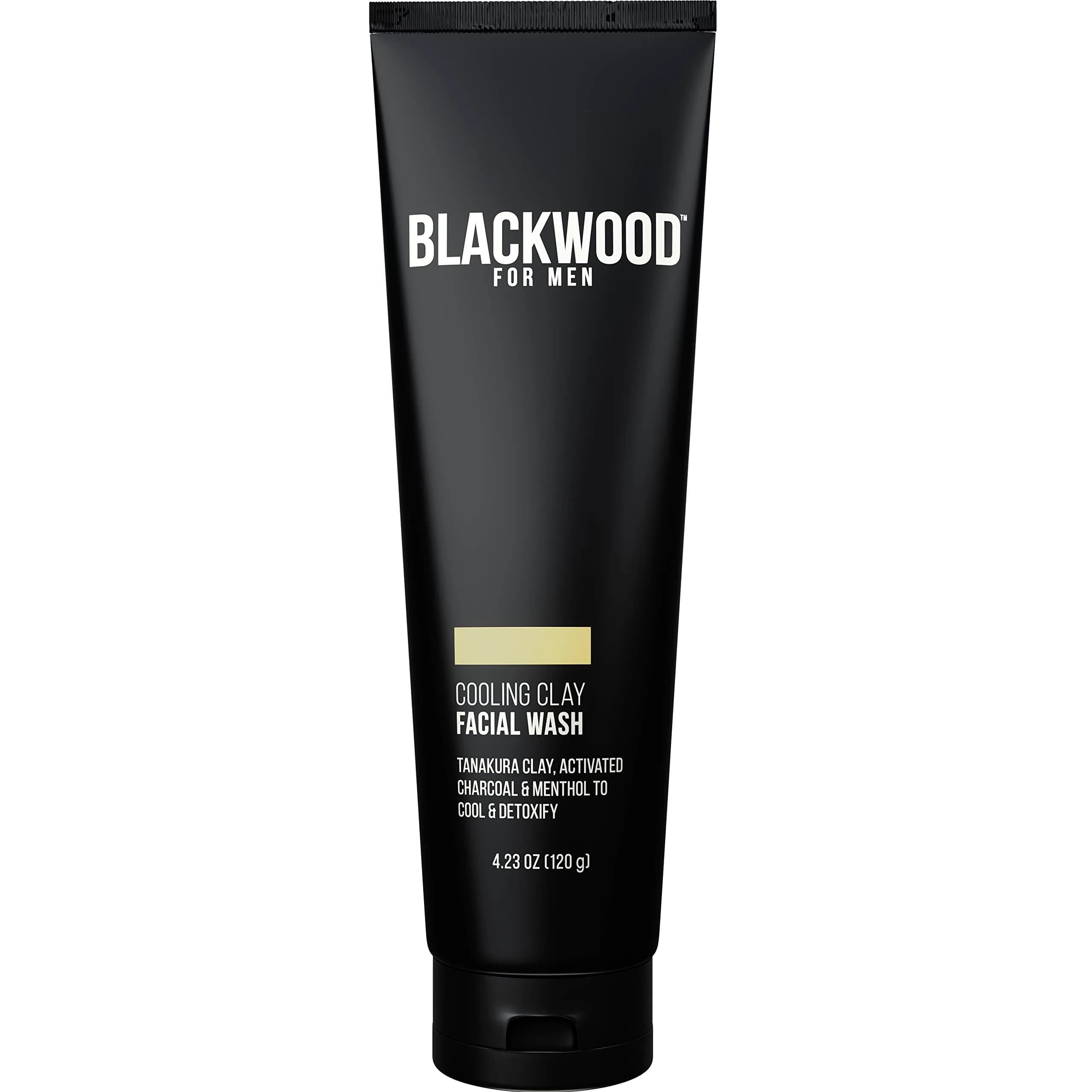Blackwood For Men Cooling Clay Face Wash - Activated Charcoal, Menthol & Tanakura Clay | Deep Cleansing & Acne Treatment (7.41 oz) — 4.2 Fl Oz