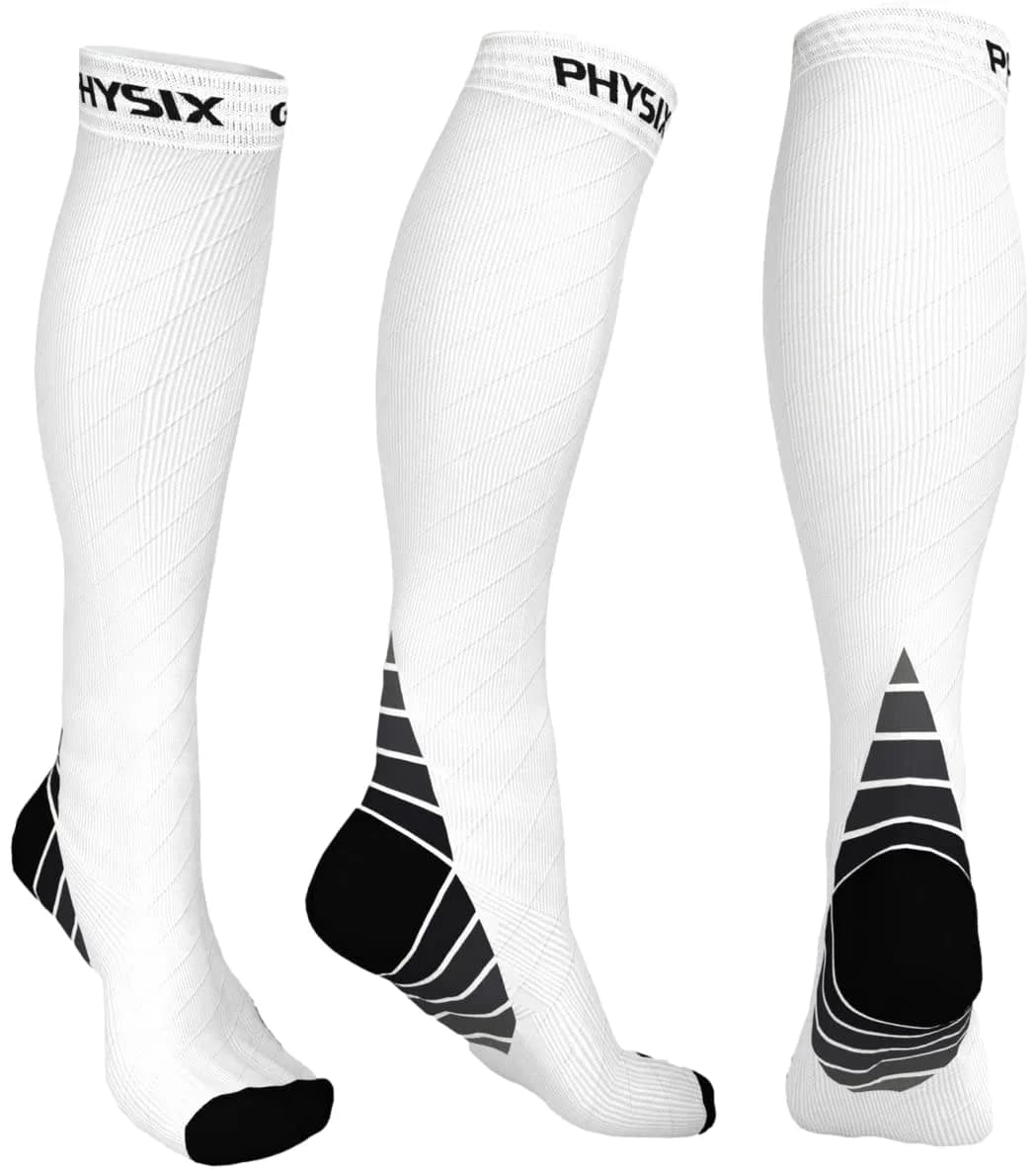 Physix Gear Compression Socks White L/XL | Support Circulation & Blood Flow - main product image