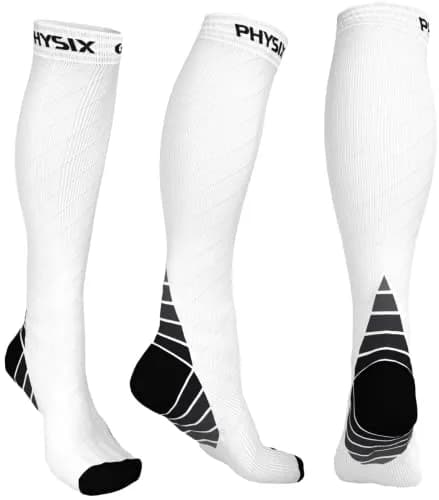 Physix Gear Compression Socks White L/XL | Support Circulation & Blood Flow thumbnail 1