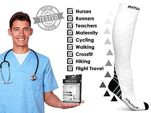 Physix Gear Compression Socks White L/XL | Support Circulation & Blood Flow thumbnail 5