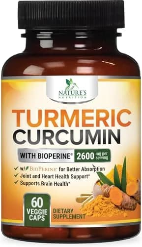 Nature's Nutrition 2400mg vegan herbal supplement | Organic turmeric & BioPerine for joint & immune support thumbnail 1