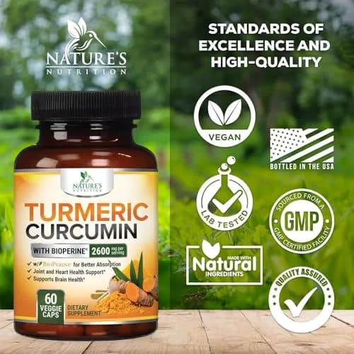 Nature's Nutrition 2400mg vegan herbal supplement | Organic turmeric & BioPerine for joint & immune support thumbnail 4