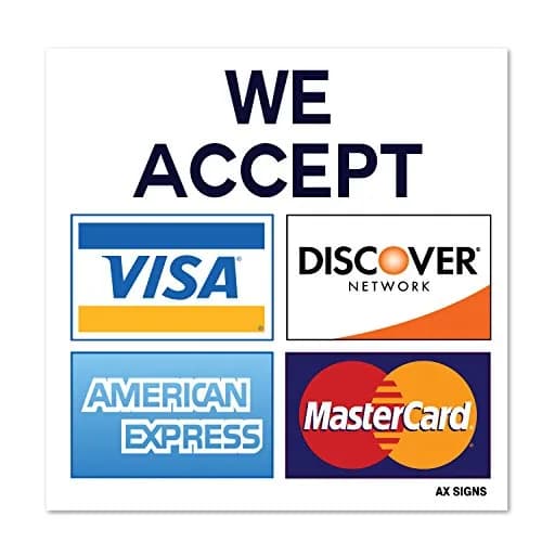AX Signs Credit Card Payment Accepted Sign 8.9cm x 8.9cm | Weather-Resistant Vinyl Sticker thumbnail 1