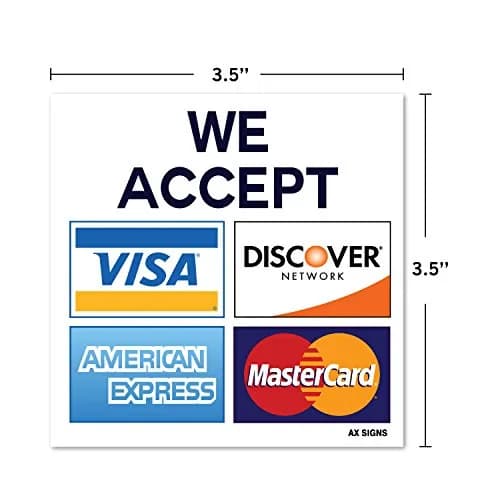 AX Signs Credit Card Payment Accepted Sign 8.9cm x 8.9cm | Weather-Resistant Vinyl Sticker thumbnail 2