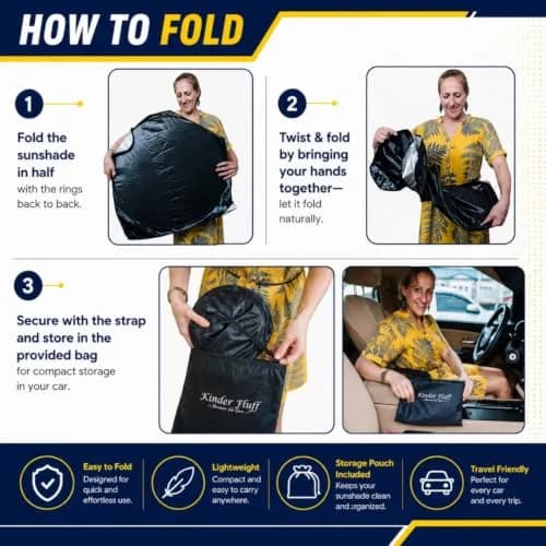 kinder Fluff Windshield Sun Shade Extra Large 62" x 31" | Certified 99.87% UVB & 99.02% UVA Protection thumbnail 7