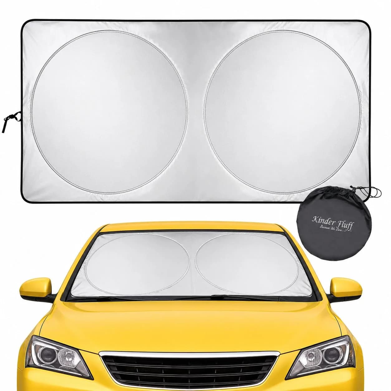 kinder Fluff Windshield Sun Shade 72cm x 150cm (53"x26") | Certified 99.87% UVB & 99.02% UVA Protection — 1.Select Your Car