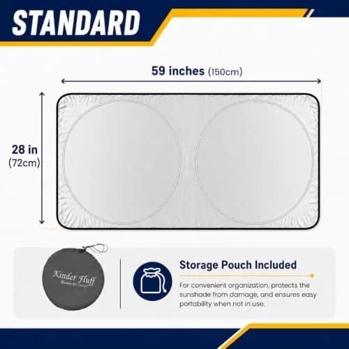 kinder Fluff Windshield Sun Shade 72cm x 150cm (53"x26") | Certified 99.87% UVB & 99.02% UVA Protection thumbnail 4