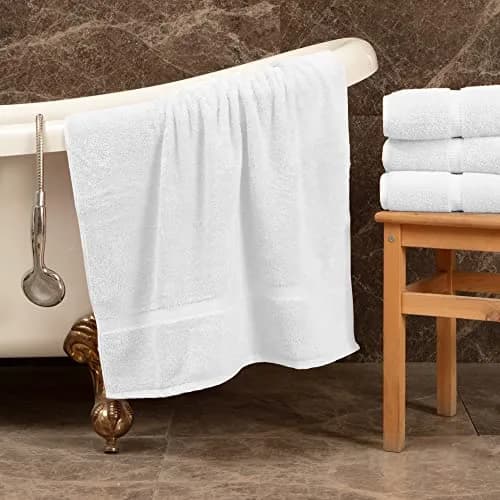 Towel Bazaar 8-Piece Turkish Cotton Towel Set White | 2 Bath (54x27in), 2 Hand (30x16in), 4 Washcloths (13x13in) | Soft, Absorbent, Quick-Dry thumbnail 4