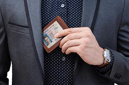 SERMAN BRANDS RFID Blocking Slim Bifold Genuine Leather Wallet for Men with Money Clip (Canyon Red 1.S) thumbnail 2