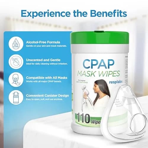 RespLabs CPAP Mask Wipes 330 Count (9 Months Supply) | Unscented, Alcohol-Free, Safe for All CPAP Masks thumbnail 2