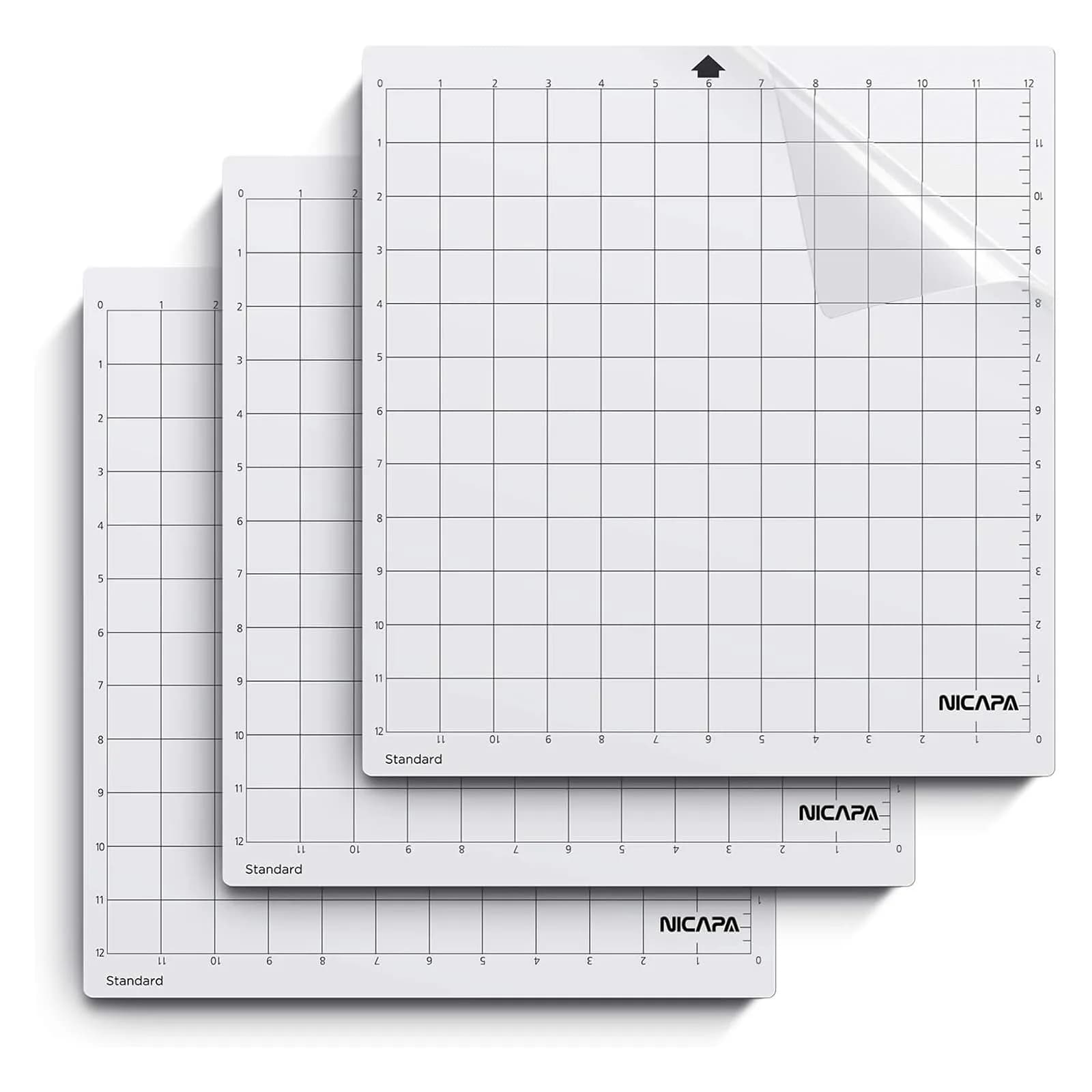 NICAPA Standard Grip Cutting Mat for Silhouette Cameo 4/3/2/1 (30x30 cm / 12x12 inch, 3-Pack) | Essential for Quilting & Craft Projects - main product image