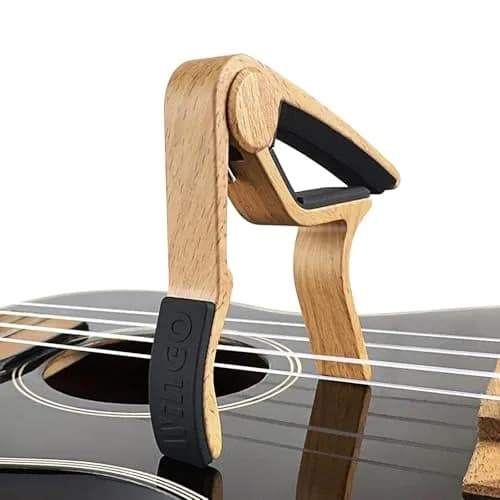 WINGO Guitar Capo for Acoustic and Electric Guitar with 5 Picks, Burlywood | Quick-Release, No Buzz, 6-String Steel Acoustic/Electric thumbnail 4