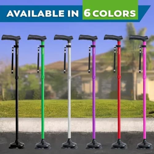 HONEYBULL Foldable Walking Cane with Free Standing Pivot Base, Adjustable Height 78-96cm (30-36 inches) | Supports Seniors and Adults thumbnail 8