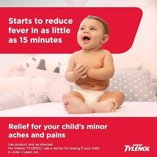 Infants' Tylenol Acetaminophen Oral Suspension Dye-Free Cherry 2 fl oz (59 ml) | Gentle Pain & Fever Relief for Babies thumbnail 5