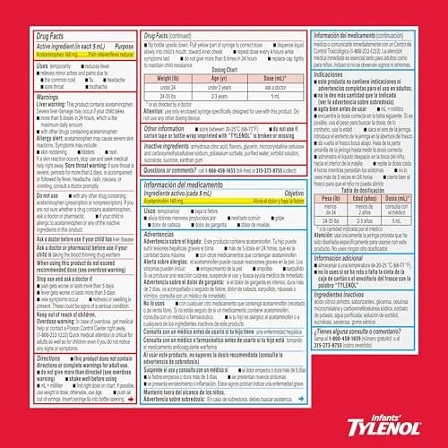Infants' Tylenol Acetaminophen Oral Suspension Dye-Free Cherry 2 fl oz (59 ml) | Gentle Pain & Fever Relief for Babies thumbnail 8