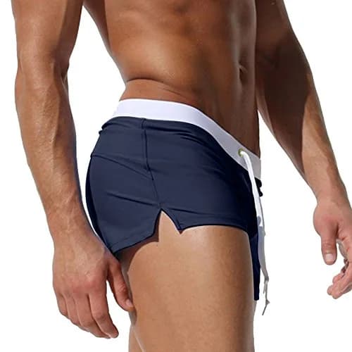 TONLEN Mens Swimwear Short Swim Trunks with Zipper Pockets Dark Blue 2 M | Quick-Dry Nylon Blend thumbnail 4