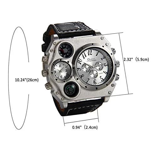Avaner Men's Oversized Dual Time Zone Steampunk Leather Watch | 50mm Case, 27.5cm Length thumbnail 5