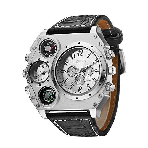 Avaner Men's Oversized Dual Time Zone Steampunk Leather Watch | 50mm Case, 27.5cm Length thumbnail 2