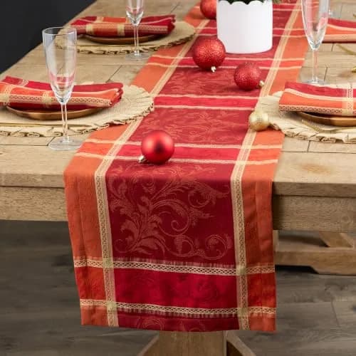 DII Traditional Harvest Wheat Jacquard Table Runner 35.5 cm x 183 cm (14" x 72") | Festive Fall Decor for Indian Dining Tables thumbnail 3