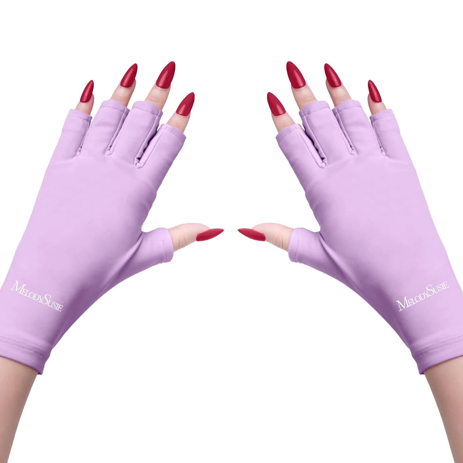 MelodySusie Fingerless UV Protection Gloves for Gel Manicure | UPF 50+ Blocks 99% UV Rays — D-purple