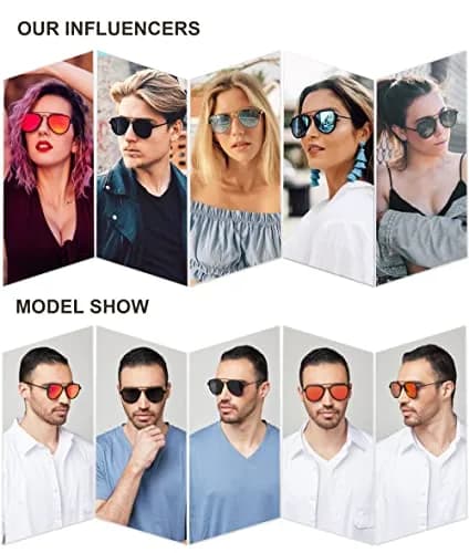 SOJOS Retro Polarized Double Bridge Sunglasses for Men Women Mirrored Lens with Gold Frame and UV400 Protection thumbnail 4