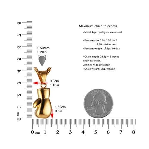 HZMAN Boxing Glove Bible Verse Pendant Stainless Steel Necklace with Chain | 2.5cm (1.0") Pendant thumbnail 2