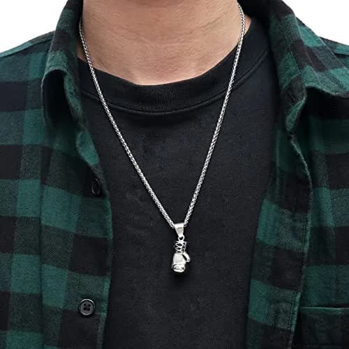 HZMAN Boxing Glove Pendant Necklace with Chain | Stainless Steel, 22+2 Inch Extender thumbnail 2