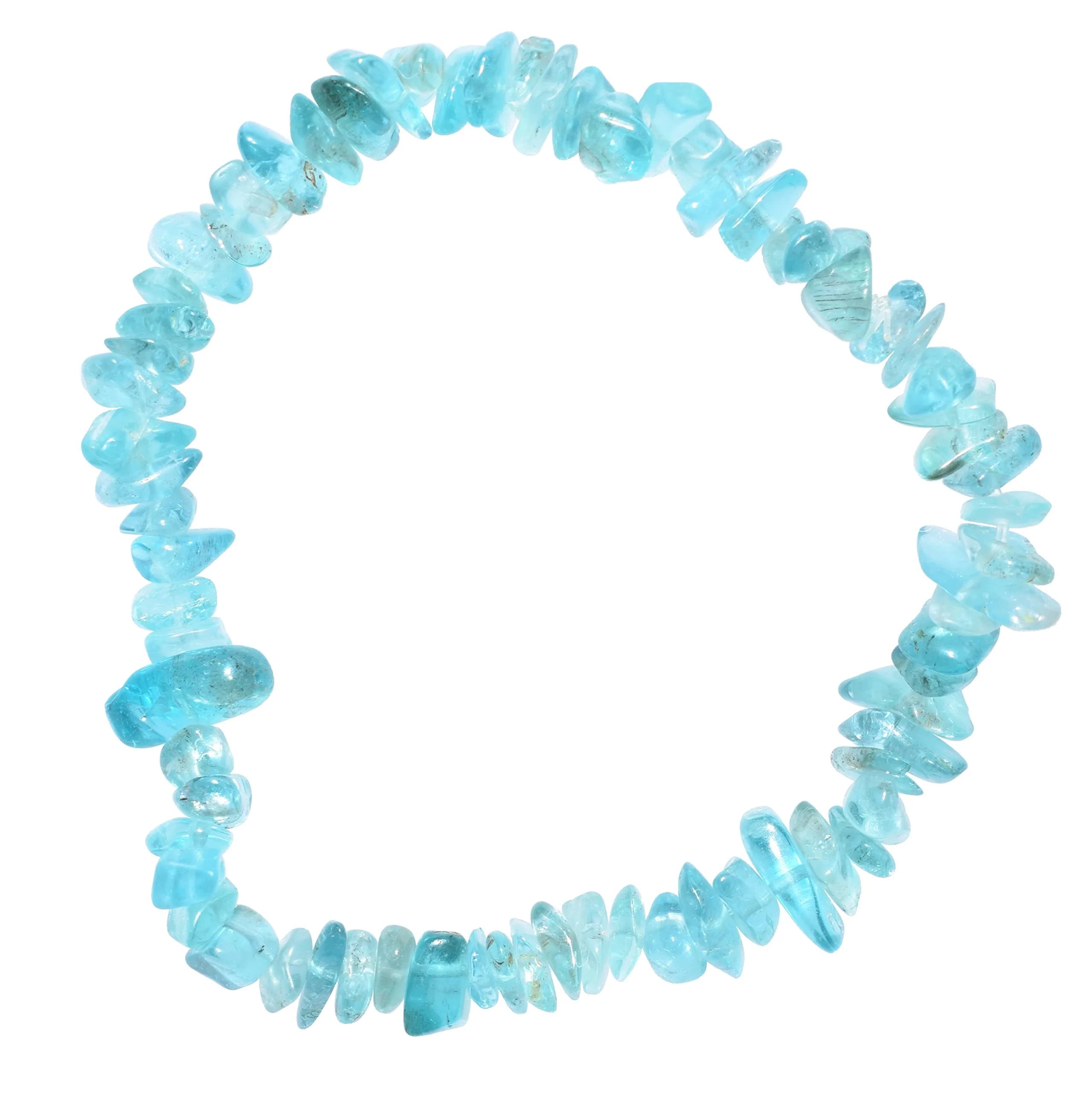 Zenergy Gems Black Tourmaline Crystal Chip Bracelet 7" | Psychic Protection & Healing Energy — Blue Apatite