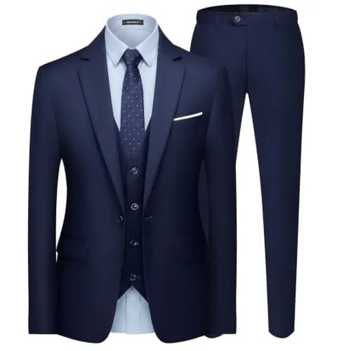 MAGE MALE Men's 3 Pieces Suit Navy Blue Slim Fit Single Breasted Blazer Vest Pants Set | Elegant Formal Wear thumbnail 1