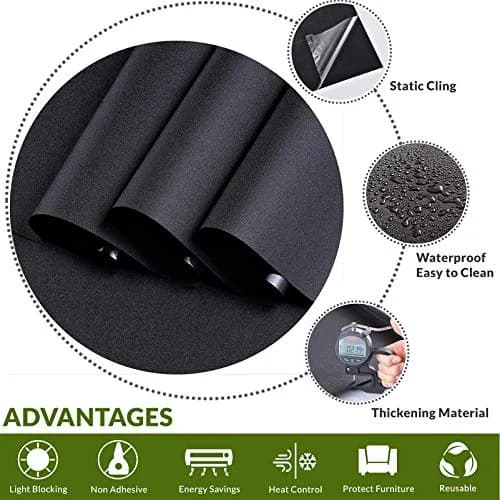VELIMAX Static Cling Total Blackout Window Film 90cm x 200cm (35.4" x 78.7") | Blocks 99% Light for Privacy thumbnail 2