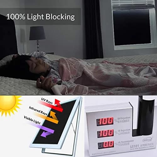VELIMAX Static Cling Total Blackout Window Film 45cm x 200cm | Blocks 99% Light & Heat, Reusable Privacy thumbnail 6
