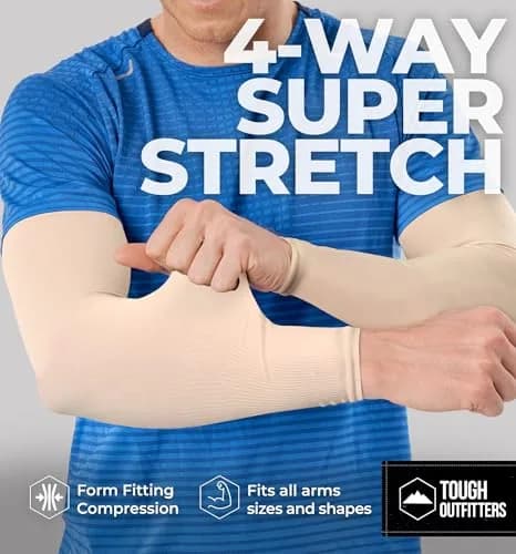 Tough Outdoors UV Arm Sleeves for Men Women | Sun Protection & Cooling, 2 Pairs, Unisex thumbnail 4