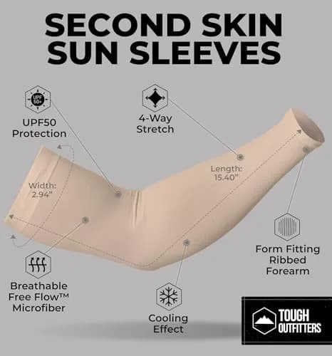 Tough Outdoors UV Arm Sleeves for Men Women | Sun Protection & Cooling, 2 Pairs, Unisex thumbnail 5