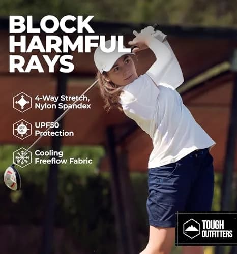 Tough Outdoors UV Arm Sleeves for Men & Women - Sun Protection Cooling Compression Arm Sleeve (1 Pair, White) thumbnail 2