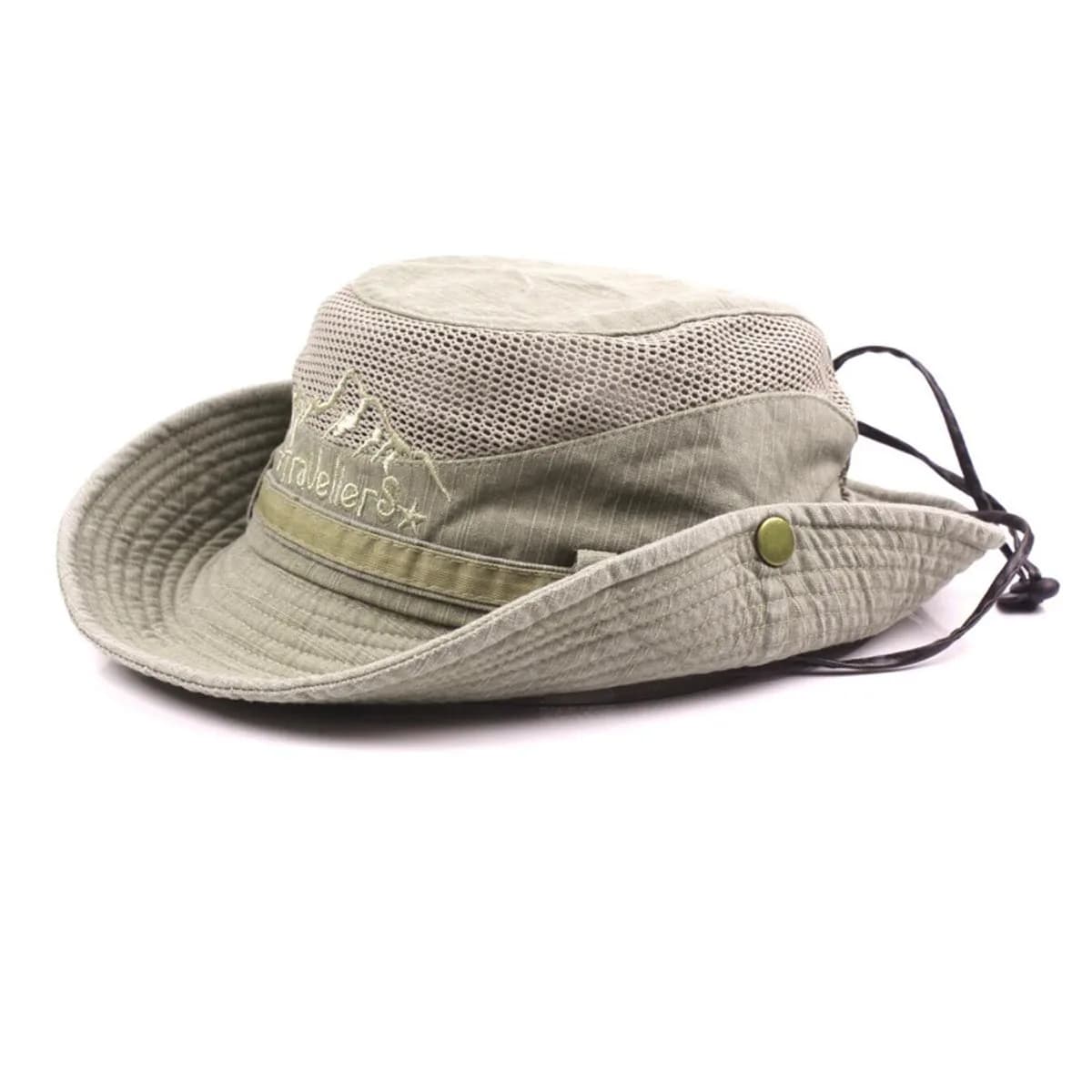 KeepSa Cotton Sun Hat Men Wide Brim Bucket Safari Boonie | Breathable, Foldable & UV Resistant (70-120c) — Khaki / 7 1/4-7 5/8