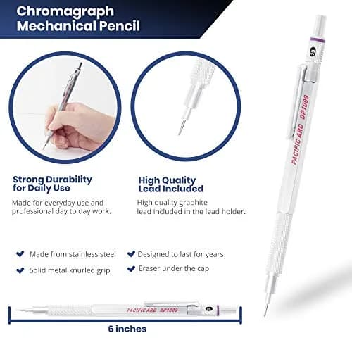 Pacific Arc Chromograph Metal Mechanical Pencil 0.9 mm Silver | Drafting & Writing Tool thumbnail 2