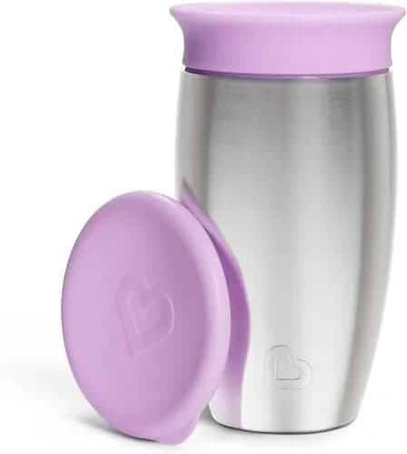 Munchkin Miracle Stainless Steel 360 Sippy Cup 295ml (10 fl oz) | Dentist Recommended Spoutless Cup thumbnail 6