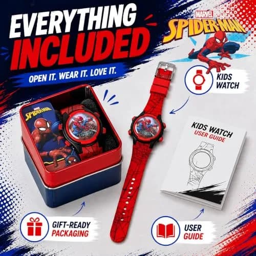 Accutime Kids Spider-Man Digital Watch 37mm (1.46 inches) | Interactive LED Lights & Easy Time-Telling thumbnail 5