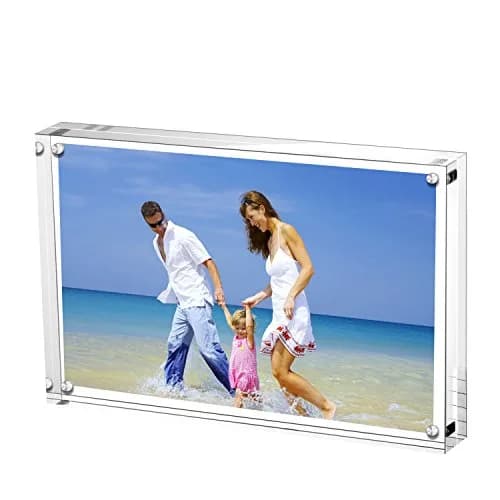 AMEITECH 3.5x5 inch Clear Acrylic Magnetic Picture Frame | Double-Sided Display thumbnail 1