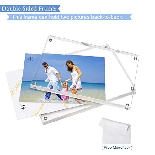 AMEITECH 3.5x5 inch Clear Acrylic Magnetic Picture Frame | Double-Sided Display thumbnail 3