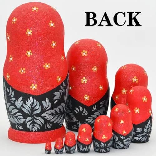 YAKELUS Russian Nesting Dolls for Kids 10pcs | Handmade Traditional Wooden Matryoshka thumbnail 4