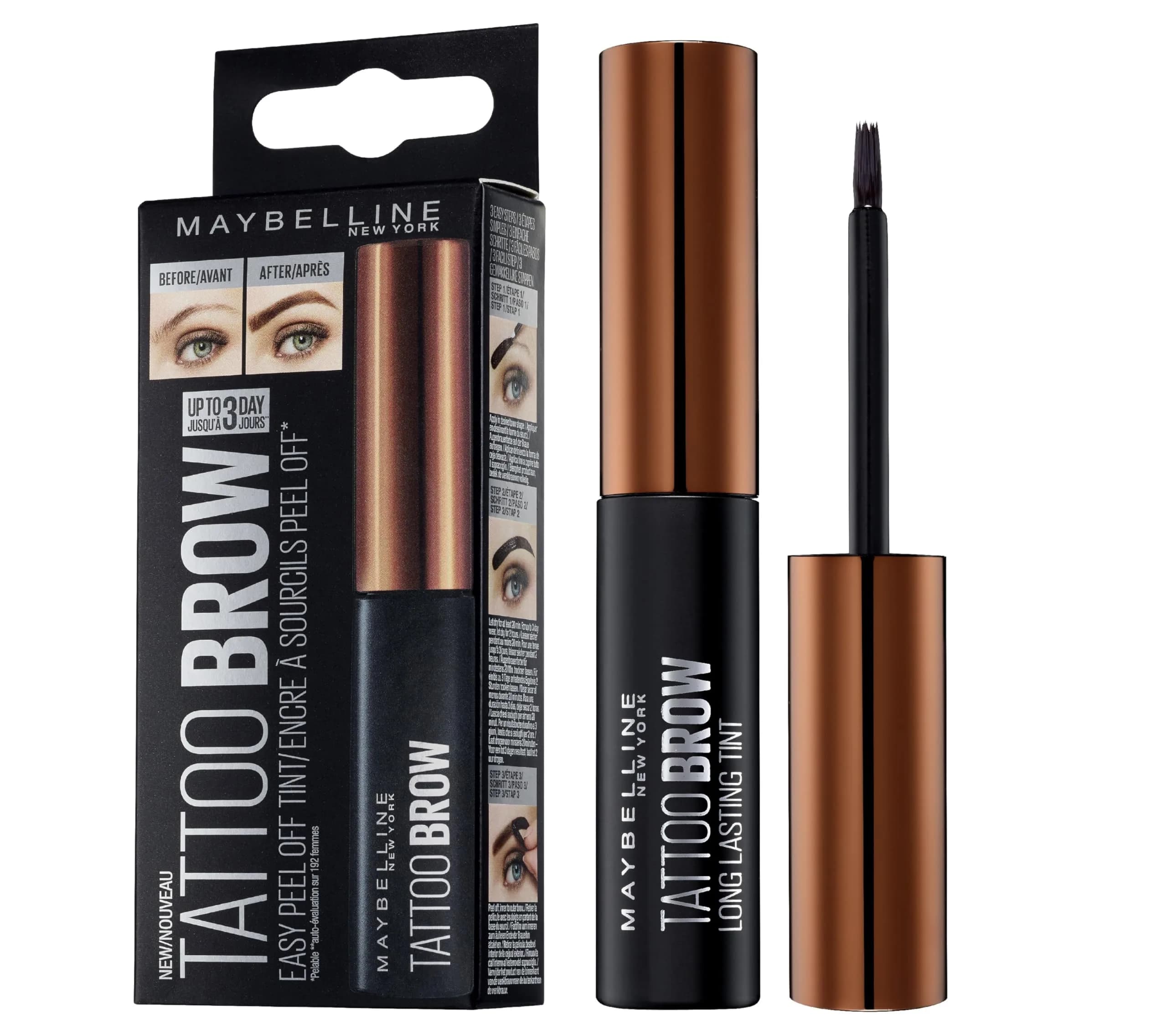Maybelline New York Brow Tattoo Longlasting Tint Light Brown 4.9ml (0.17 Fl Oz) | Semi-Permanent Eyebrow Color - main product image