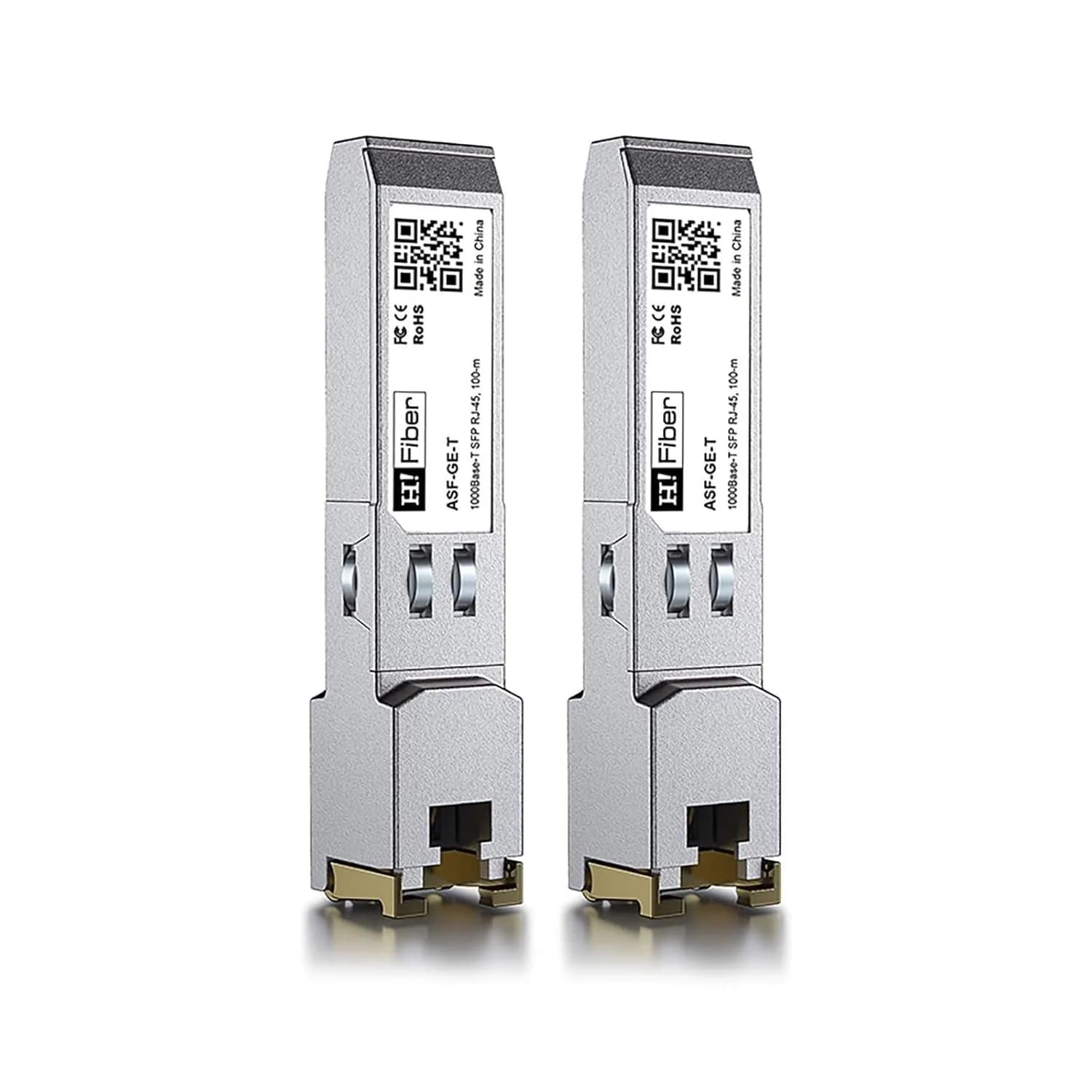 H!Fiber.com 1G SFP to RJ45 Module 100m | Gigabit Ethernet Copper Transceiver 1.25Gbps — 1000Base-T: 100m / x2