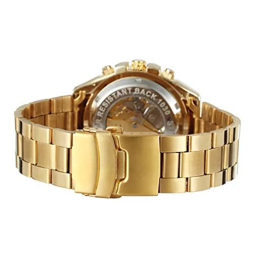 FORSINING Men's Self-Winding Skeleton Analogue Watch with Stainless Steel Bracelet | 42.8mm Gold Tone thumbnail 3