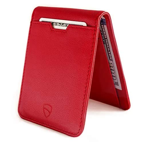 Vaultskin Manhattan Slim Leather Bifold RFID Wallet for Men (Red) | Premium Italian Leather, RFID-Blocking Security thumbnail 1