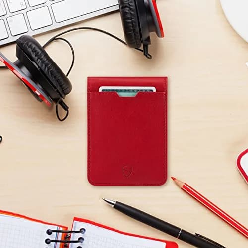 Vaultskin Manhattan Slim Leather Bifold RFID Wallet for Men (Red) | Premium Italian Leather, RFID-Blocking Security thumbnail 2