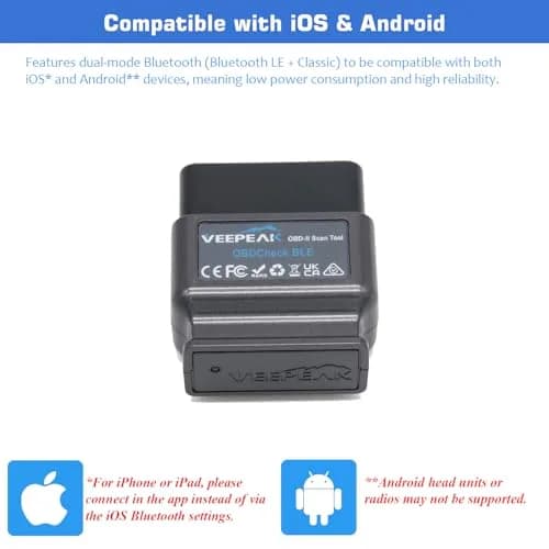Veepeak OBDCheck BLE Bluetooth OBD II Scanner for iOS & Android | Car Wireless Check Engine Light Code Reader Diagnostic Tool thumbnail 4