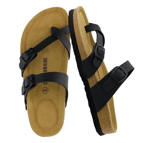 CUSHIONAIRE Luna Cork Footbed Sandals for Women with Crossover Straps | Supportive & Stylish for Indian Summers thumbnail 1