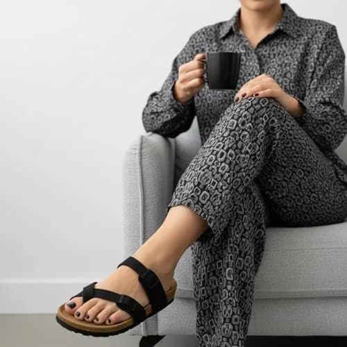 CUSHIONAIRE Luna Cork Footbed Sandals for Women with Crossover Straps | Supportive & Stylish for Indian Summers thumbnail 2