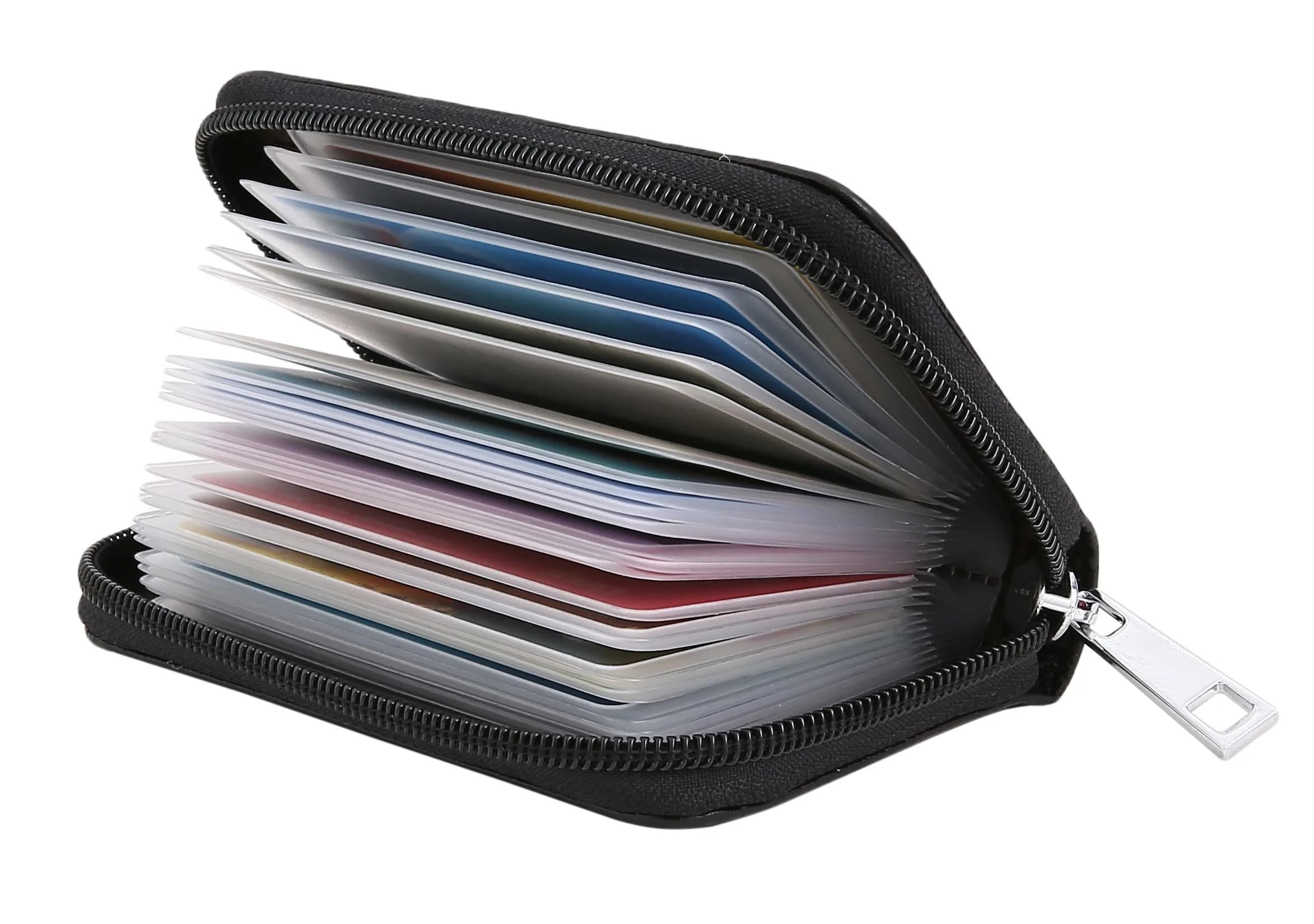 Easyoulife Genuine Leather Credit Card Holder Zipper Wallet 26 Card Slots | RFID Protected & Compact